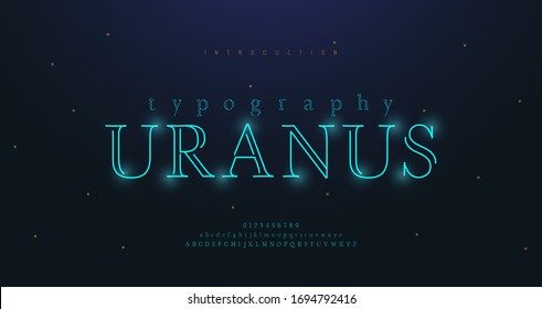 Abstract urban thin line font alphabet. Minimal modern neon fonts and numbers. Typography typeface uppercase lowercase and number. vector illustration