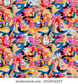 Abstract urban vector seamless artwork with surreal pattern 