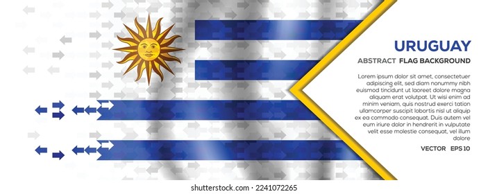 Resumen Banner de la bandera de Uruguay y fondo con forma de flecha concepto de inversión de intercambio comercial