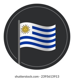 Abstraktes Uruguay-Flaggensymbol in Circle einzeln auf weißem Hintergrund