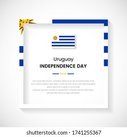Resumen: ilustración del marco cuadrado de la bandera uruguaya. Marco artístico del país con texto para el Día de la Independencia de Uruguay