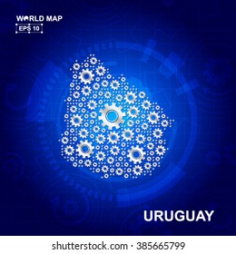 Abstract Uruguay gear map. Vector design