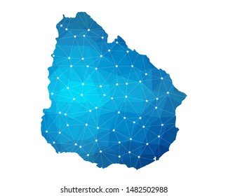 Abstract Uruguay Map geometric rumpled triangular low poly style gradient graphic on white background , line dots polygonal design for your . Vector illustration eps 10