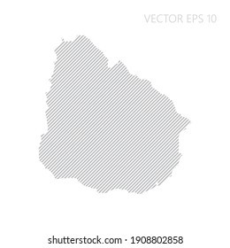 Abstract Uruguay map with gray diagonal lines. Uruguay stripes map. Vector illustration EPS10.