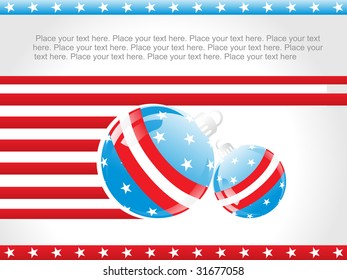 abstract us background with decorated ball and stars