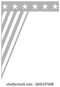 Abstract US flag characters monochrome border with empty space for text.
