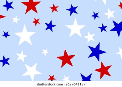 Abstract US flag color star element isolated on blue background. Vector illustration of background.