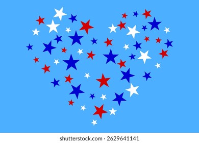 Abstract US flag color star element isolated on blue background. Vector illustration of background.