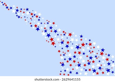 Abstract US flag color star element isolated on blue background. Vector illustration of background.