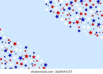 Abstract US flag color star element isolated on blue background. Vector illustration of background.