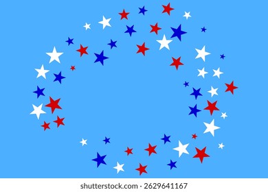 Abstract US flag color star element isolated on blue background. Vector illustration of background.