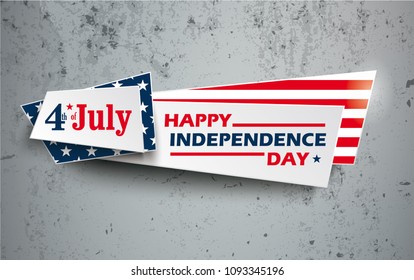 Abstract US Flag label for Independence Day on the concrete background. Eps 10 vector file.