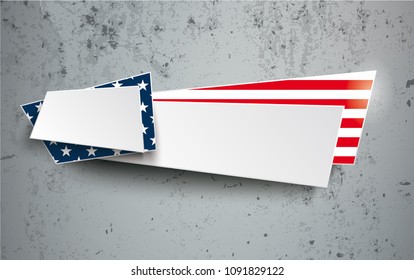 Abstract US Flag label on the concrete background. Eps 10 vector file.