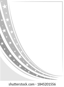 Abstract US flag wave pattern monochrome border with empty space for text.