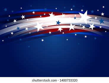 Abstract USA background design of line gradient and star 4th of july independence day vector illustration