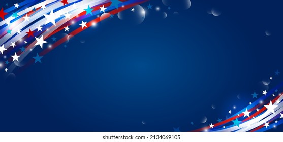 Abstract USA background design of line gradient and star 4th of july independence day vector illustration