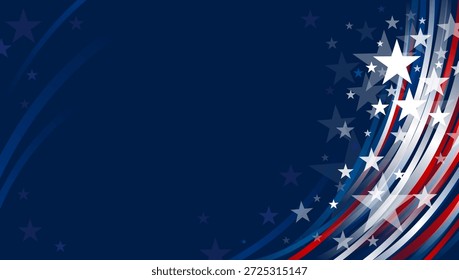 Abstrato EUA projeto de fundo de gradiente de linha e estrela 4 de julho independência dia banner ilustração vetor