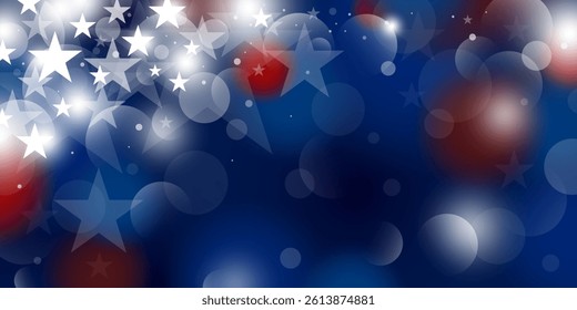 Abstract USA banner of star with bokeh lights on blue background 4th of july Independence day Vector illustration