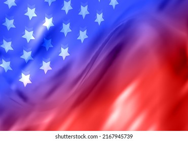 Abstract USA Flag Background  American Symbols Vector Texture  Blue   Red Bright Bg and Stars