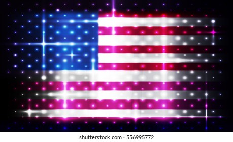 Abstract usa flag with Bright Shining Design