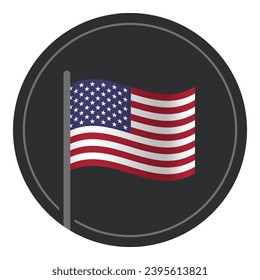 Abstract USA Flag Flat Icon in Circle Isolated on White Background