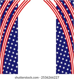 Abstract USA flag symbols wave pattern corner border design template with empty space for your text.	
