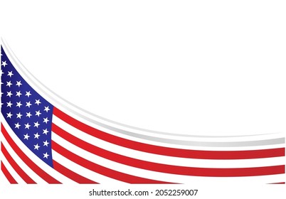 Abstract USA flag wave corner border frame with empty space for your text.