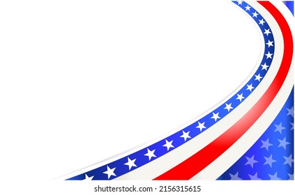 Abstract USA flag wave corner border frame with empty space for your text.	
