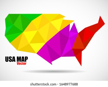 Abstract USA map in geometric polygonal style. Colorful vector illustration. Eps 10