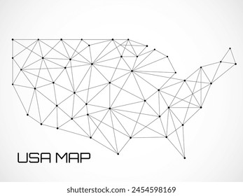 Abstract Usa map of line and point. Geometric structure, polygonal network