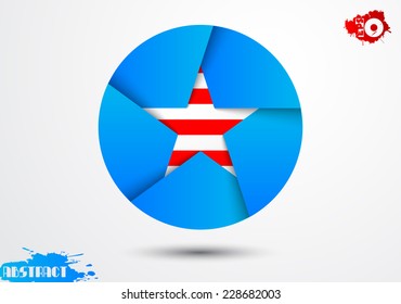 Abstract USA sign with star on gray background