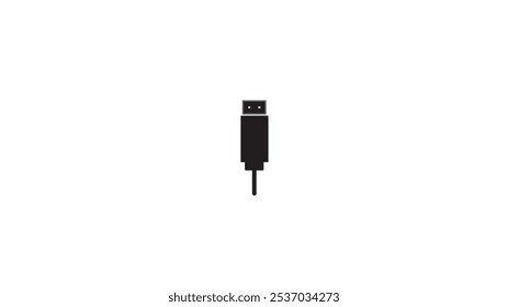 Abstract USB cable icon in colour, isolated on white background.