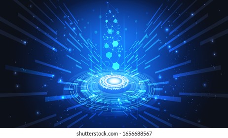 Interfaz abstracta del usuario HUD de elementos futuristas brillantes. Red digital de alta tecnología, comunicaciones, alta tecnología. EPS 10.