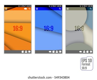 Abstract user interface templates of overlaps paper. set of ui material design background. Format 16:9