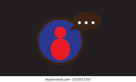 Abstract User Isolated Vector icon,Black human icon with chatting icon isolated .