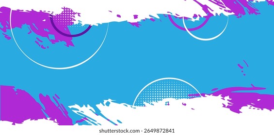 Abstract using bright blue and navy tones, emphasizing the free-flowing and fast-moving lines and circles, creating a sense of freshness and energy.