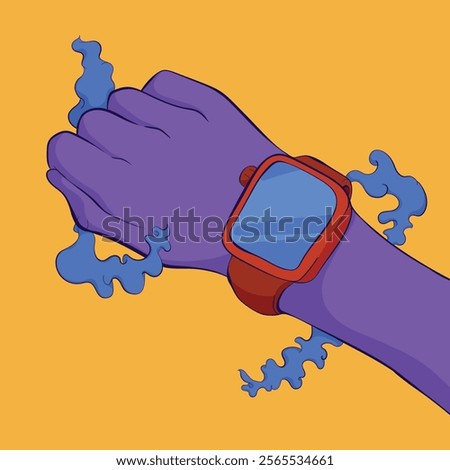 Abstract using smart watch illustration. abstract art of a boy using smartwatch illustration concept