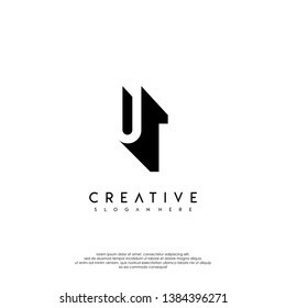 abstract UT logo letter in shadow shape design concept