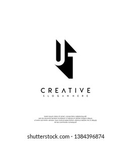 abstract UT logo letter in shadow shape design concept