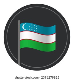 Abstract Uzbekistan Flag Flat Icon in Circle Isolated on White Background