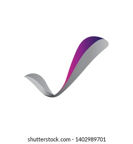 Abstract v letter design element, creative w shaped ribbon icon, three-dimensional modern vector