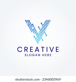 Resumen de la letra V logotipo de tecnología digital Imagen vectorial