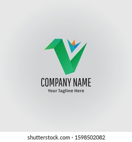 Abstract V Letter Logo Design 