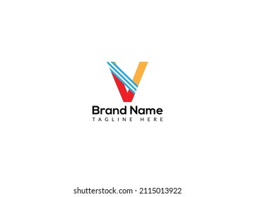 Abstract V letter modern initial lettermarks logo design