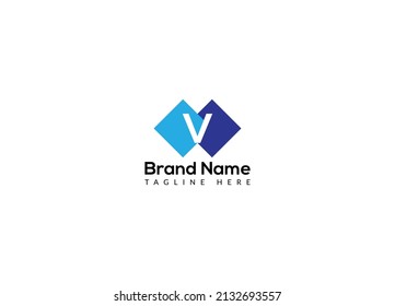Abstract V letter modern initial lettermarks logo design