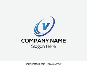Abstract V letter modern initial logo design