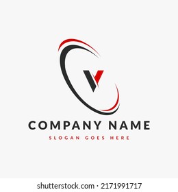 Abstract V letter modern initial unique logo design template