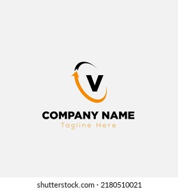 Abstract V letter modern initial unique logo design template