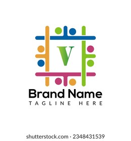 Abstract V letter modern initial lettermarks logo design	