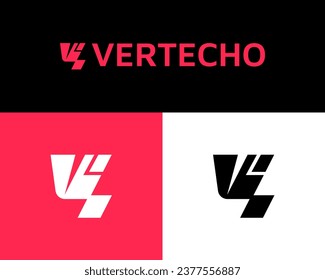 Abstract V tech and technology logo for company